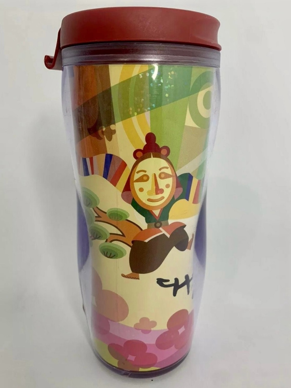 2003 Starbucks Korea Travel Tumbler with Colorful design 12 oz coffee mug